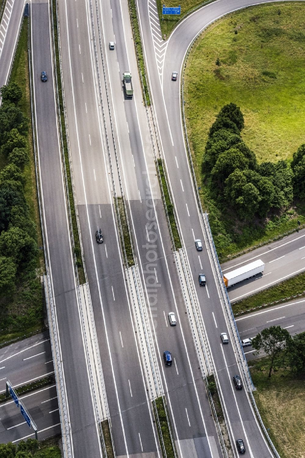 Aerial image Buxheim - Highway route A7 in in Buxheim in the state Bavaria, Germany