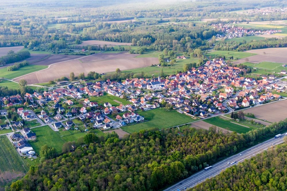 Leutenheim from the bird's eye view: Highway route franzoesischen A35 in in Leutenheim in Grand Est, France