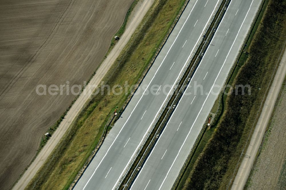 Aerial image Frauendorf - Highway route A72 near Frauendorf in the state Saxony