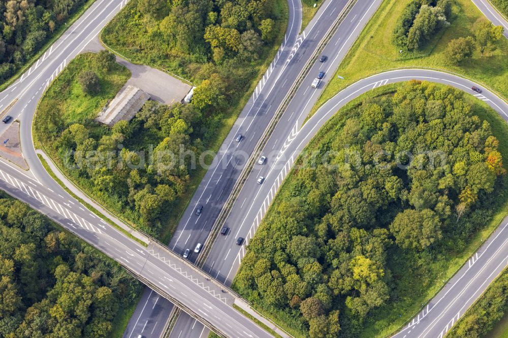 Nettetal from above - Motorway route of the BAB on the road A61 in Nettetal in the federal state of North Rhine-Westphalia, Germany