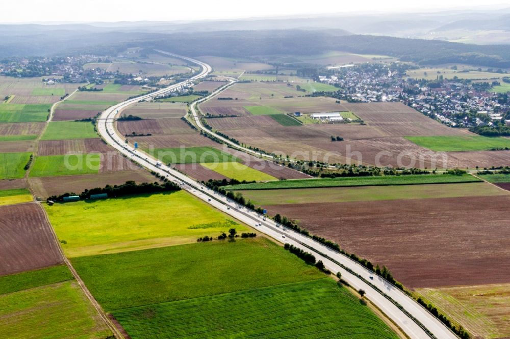 Aerial photograph Neuleiningen - Highway route A6 in in Neuleiningen in the state Rhineland-Palatinate, Germany