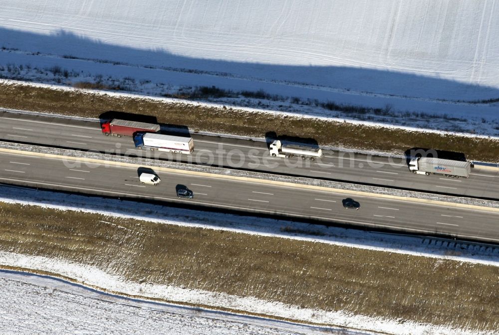 Aerial photograph Magdala - Highway route BAB A4 near Magdala in the state Thuringia