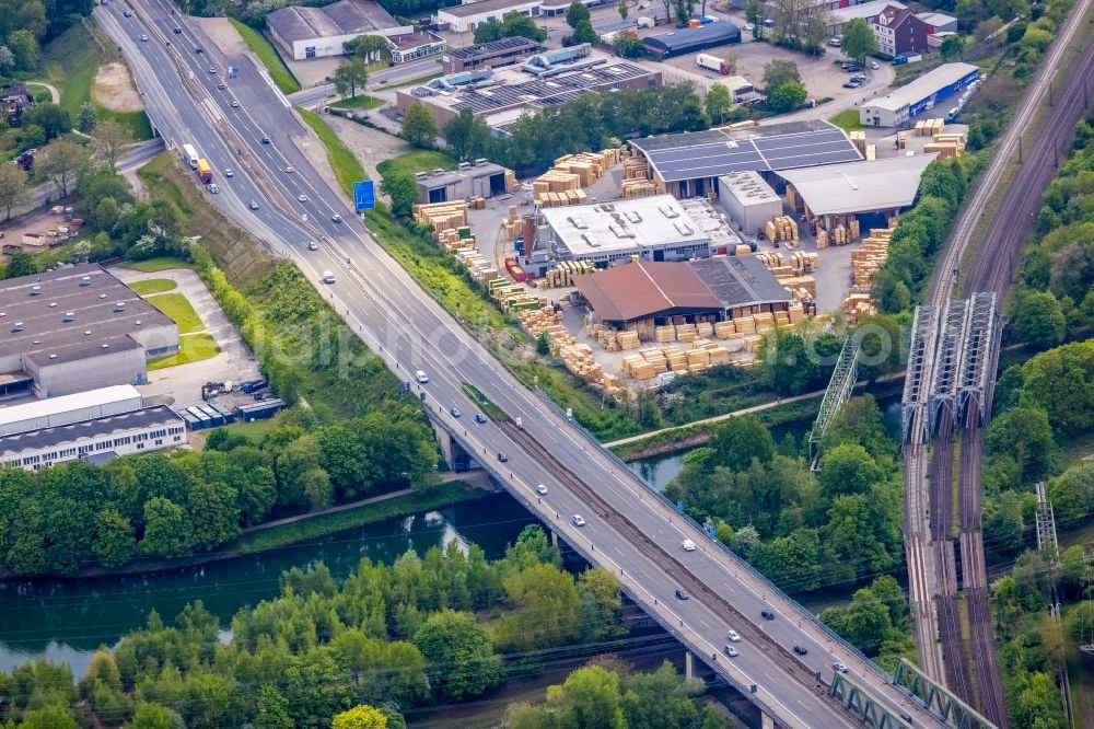 Herne from above - New construction of the motorway route BAB 43 (Emschertalbruecke) about the Forellstrasse in Herne in the state North Rhine-Westphalia, Germany