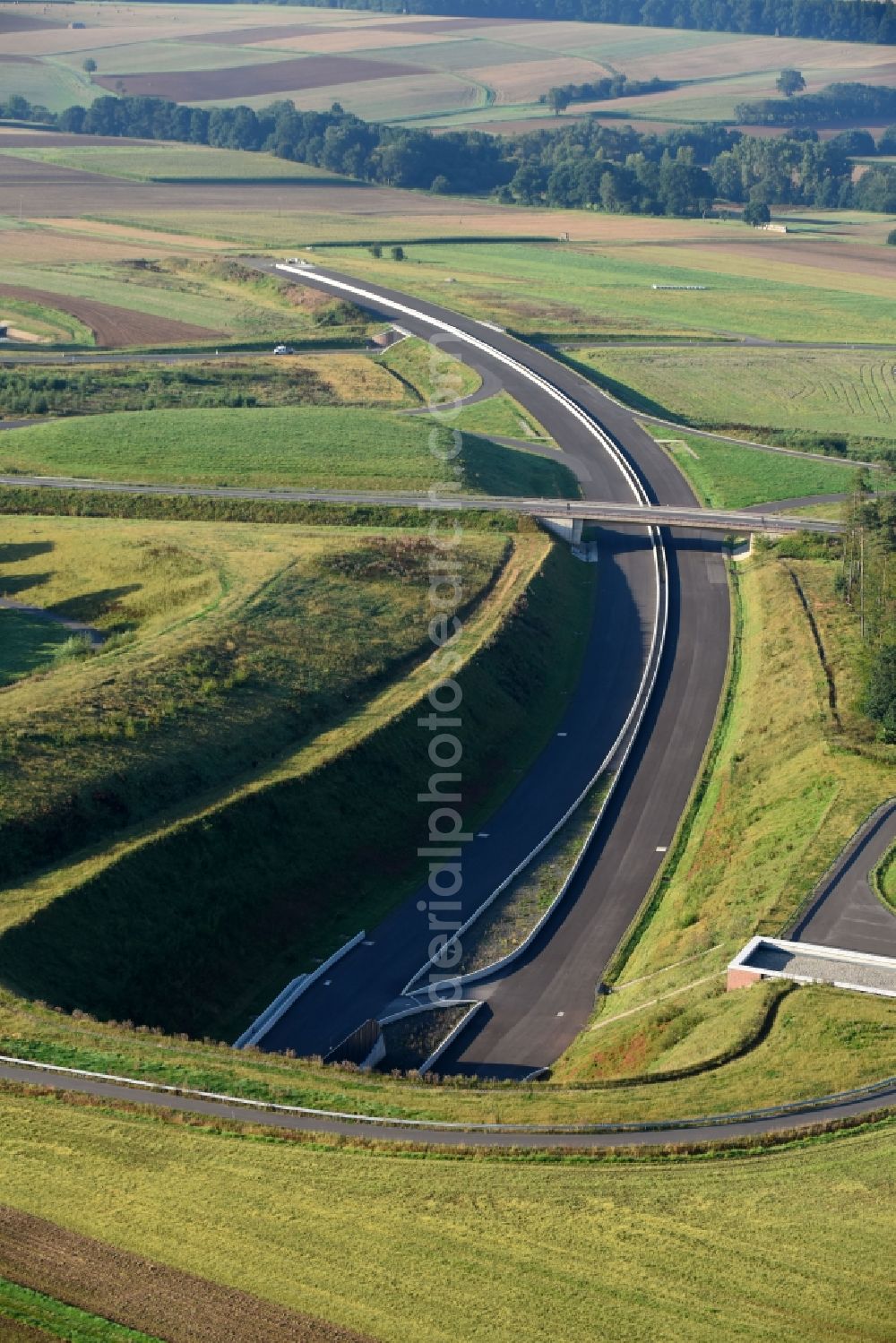 Schwalmstadt from the bird's eye view: Routing and traffic lanes during the highway tunnel construction of the motorway A 49 Frankenhain in Schwalmstadt in the state Hesse, Germany