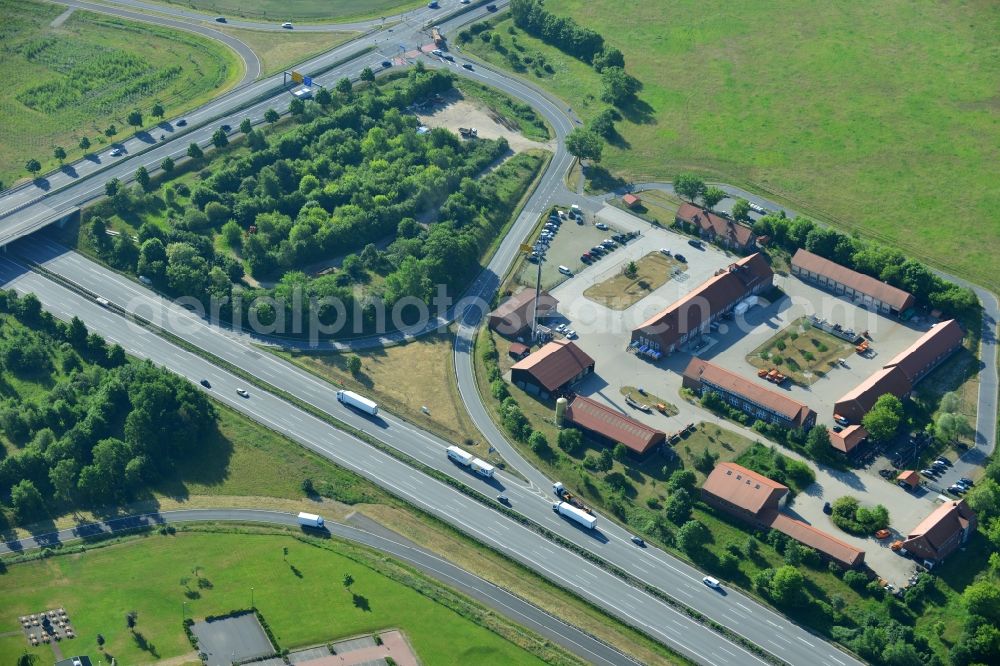 Aerial image Rangsdorf - Motorway exit Rangsdorf on the Berliner Ring motorway A10 - E30 in Rangsdorf in Brandenburg