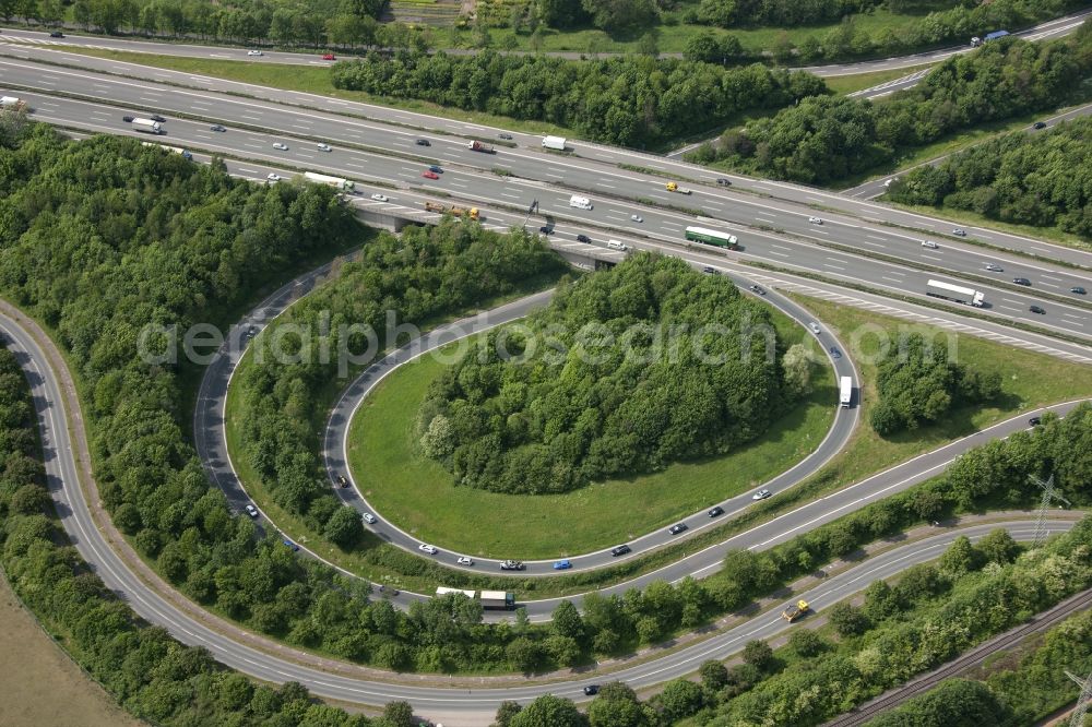 Bottrop from the bird's eye view: Motorway Bottrop on the highway A2 in Bottrop in North Rhine-Westphalia