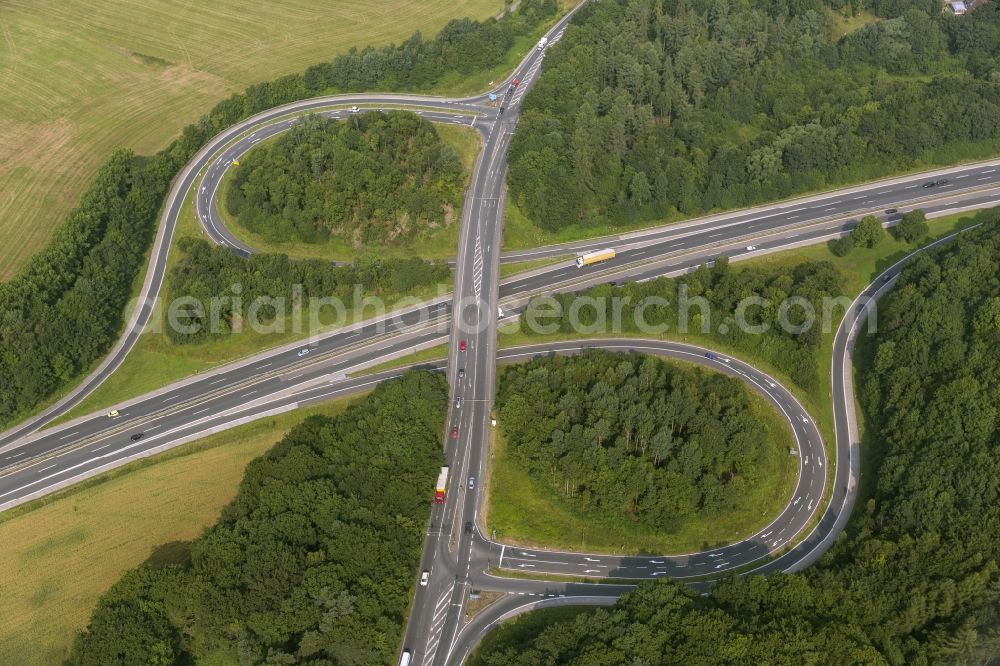 Sprockhövel from the bird's eye view: Motorway section on the Querspange at the A43 near Sprockhoevel in North Rhine-Westphalia