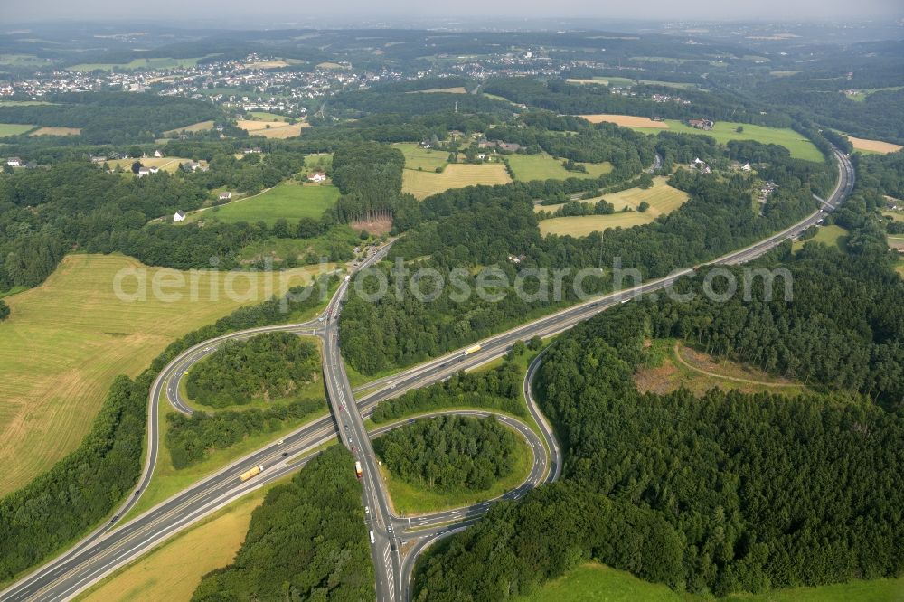 Sprockhövel from the bird's eye view: Motorway section on the Querspange at the A43 near Sprockhoevel in North Rhine-Westphalia