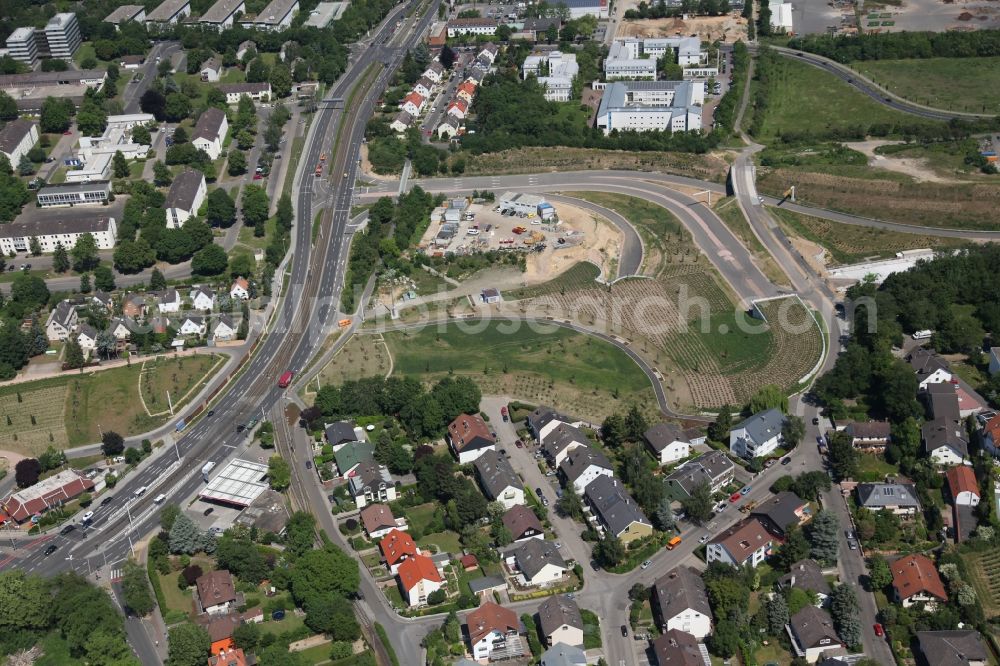 Mainz from above - View of the unfinished highway cultivation of the A60 in Mainz in Rhineland-Palatinate