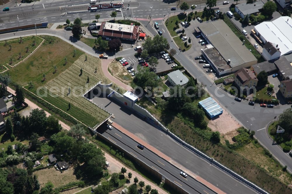 Aerial image Mainz - View of the unfinished highway cultivation of the A60 in Mainz in Rhineland-Palatinate