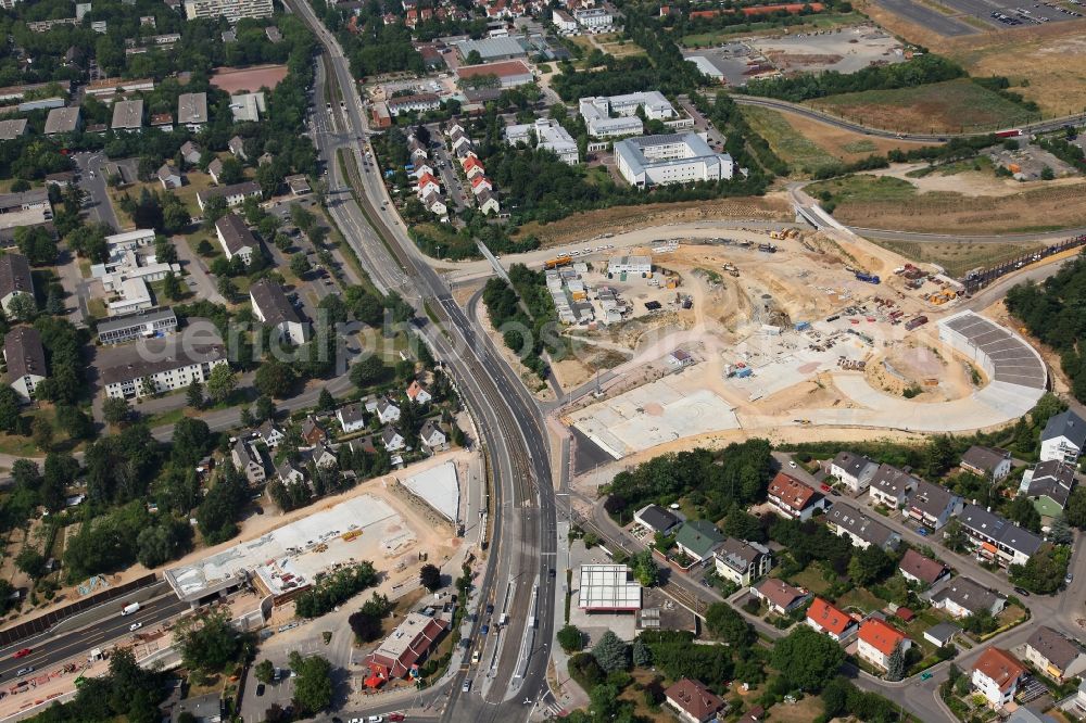 Aerial photograph Mainz - View of the unfinished highway cultivation of the A60 in Mainz in Rhineland-Palatinate