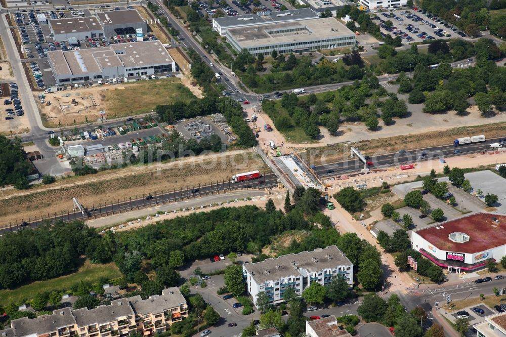 Mainz from above - View of the unfinished highway cultivation of the motorway A60 in Mainz in Rhineland-Palatinate