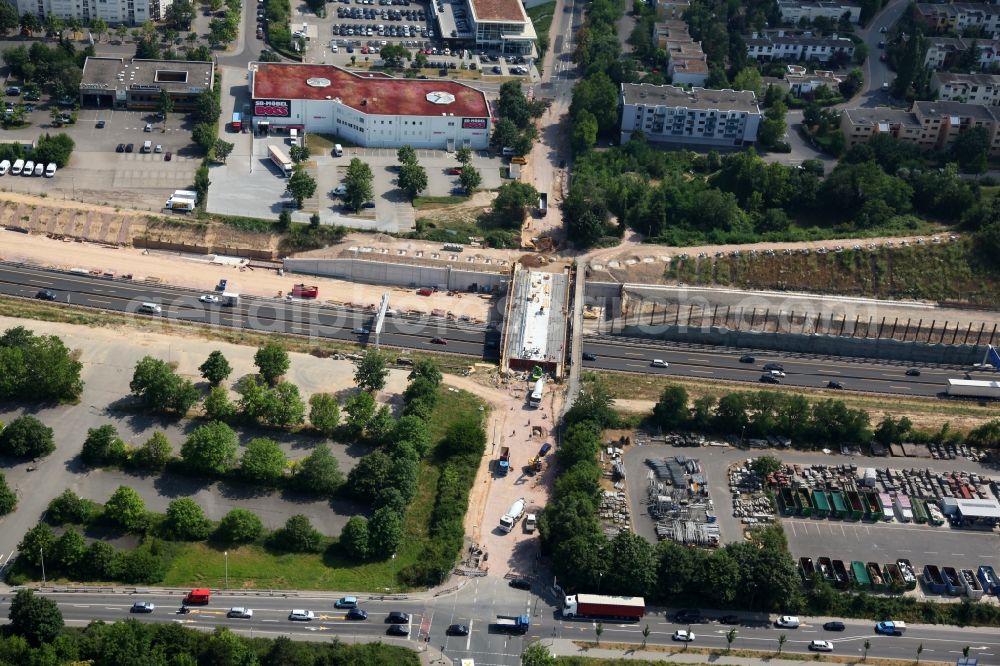 Aerial image Mainz - View of the unfinished highway cultivation of the motorway A60 in Mainz in Rhineland-Palatinate