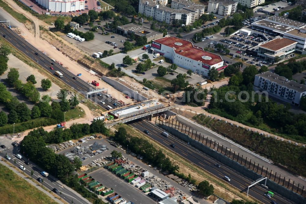 Mainz from above - View of the unfinished highway cultivation of the motorway A60 in Mainz in Rhineland-Palatinate