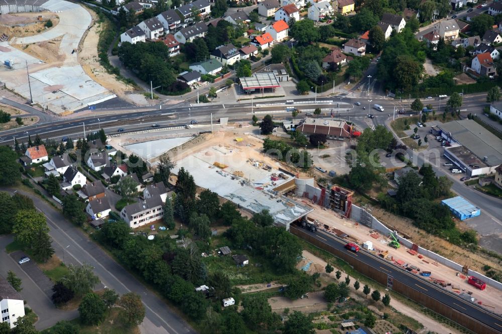 Aerial image Mainz - View of the unfinished highway cultivation of the A60 in Mainz in Rhineland-Palatinate