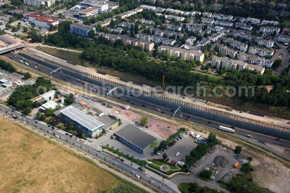 Mainz from above - View of the unfinished highway cultivation of the motorway A60 in Mainz in Rhineland-Palatinate