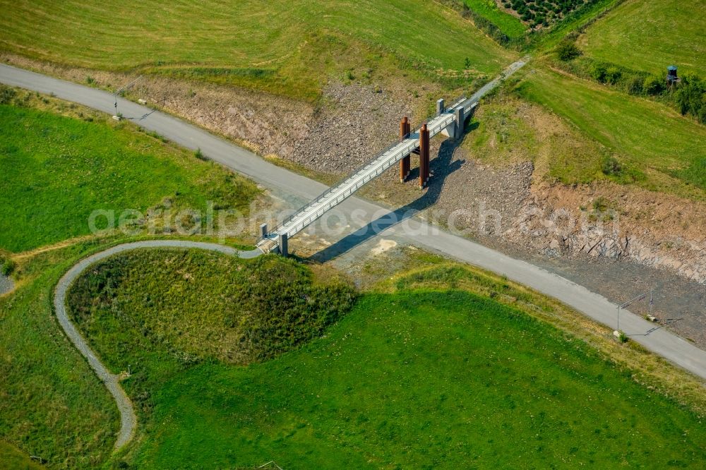 Aerial photograph Bestwig - Construction site of the mortorway extension A 46. New build viaduct in Bestwig in the state of North Rhine-Westphalia