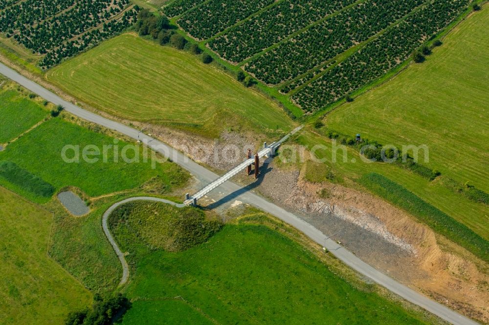 Bestwig from above - Construction site of the mortorway extension A 46. New build viaduct in Bestwig in the state of North Rhine-Westphalia