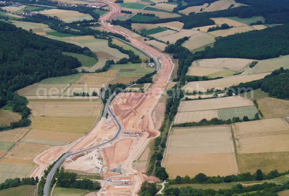 Waldkappel from the bird's eye view: Highway construction site of A44 in Waldkappel in the state Hesse