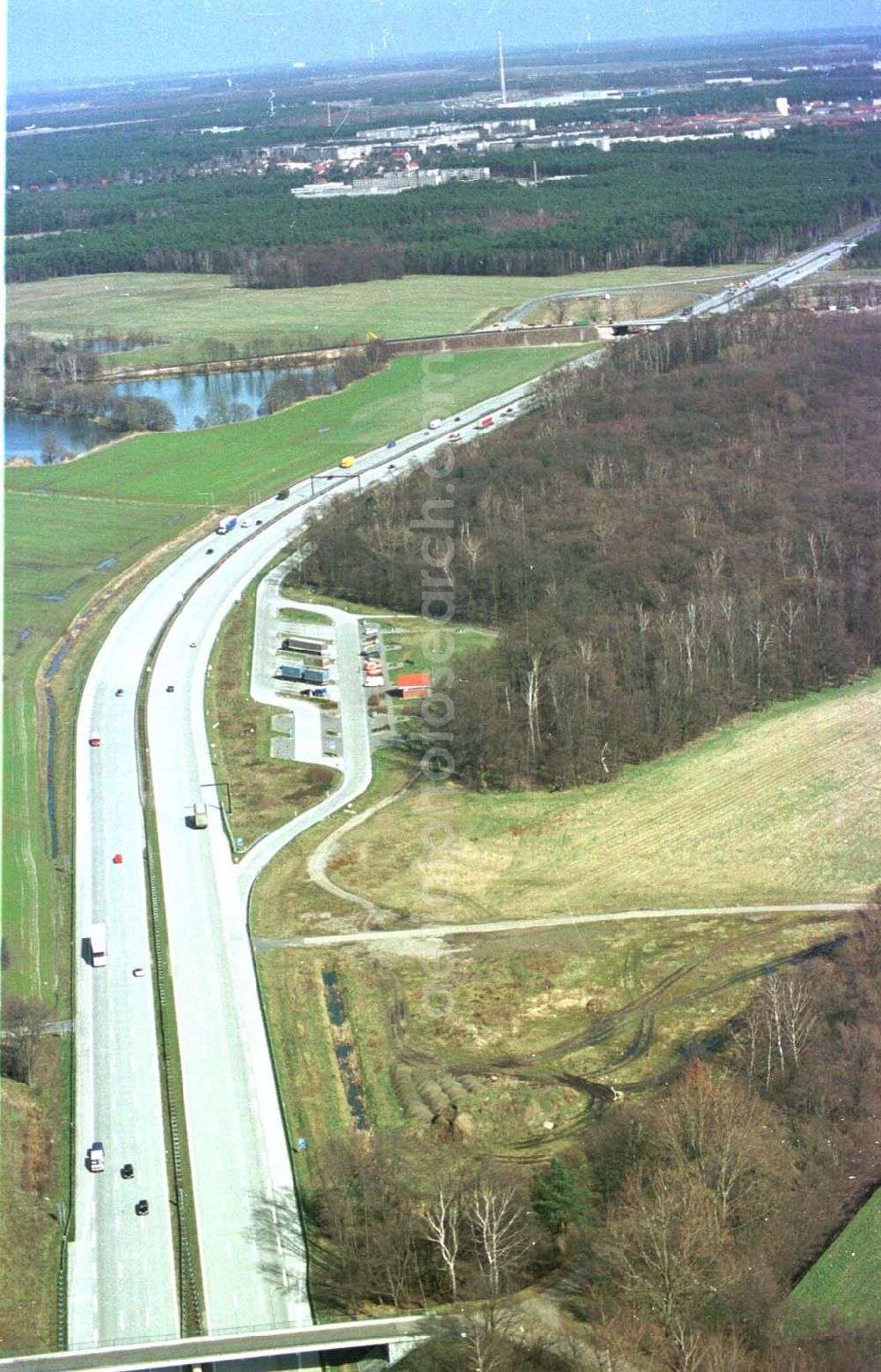 Aerial photograph Ludwigsfelde / Brandenburg - Autobahnbereich in Ludwigsfelde in Brandenburg.