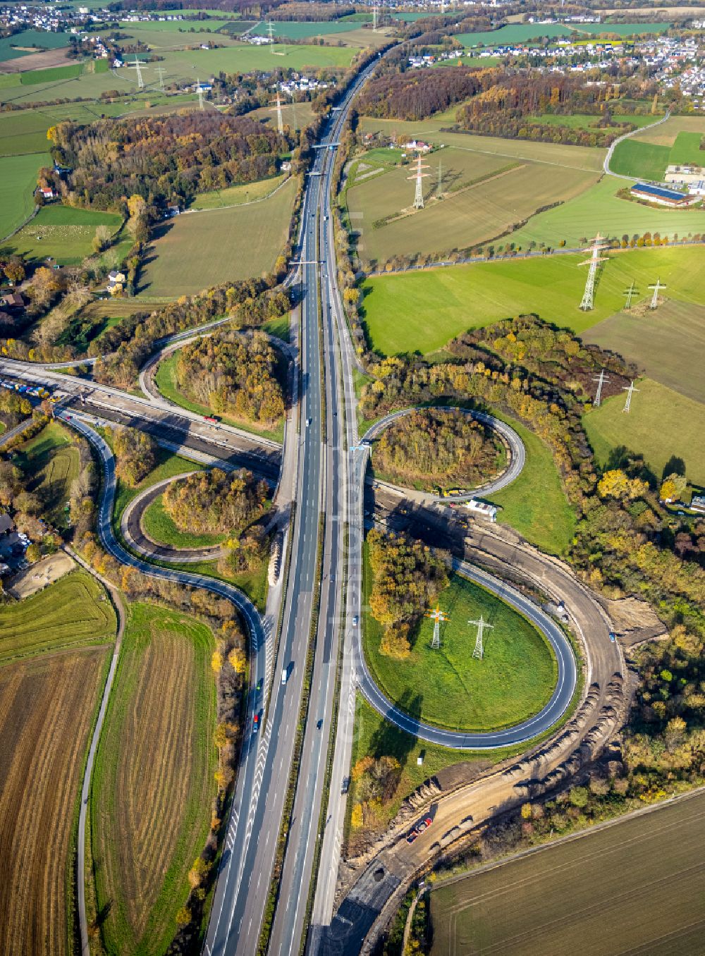 Aerial image Dortmund - Highway triangle the federal motorway A 44 A45 Dreieck Dortmund/Witten in the district Hombruch in Dortmund at Ruhrgebiet in the state North Rhine-Westphalia