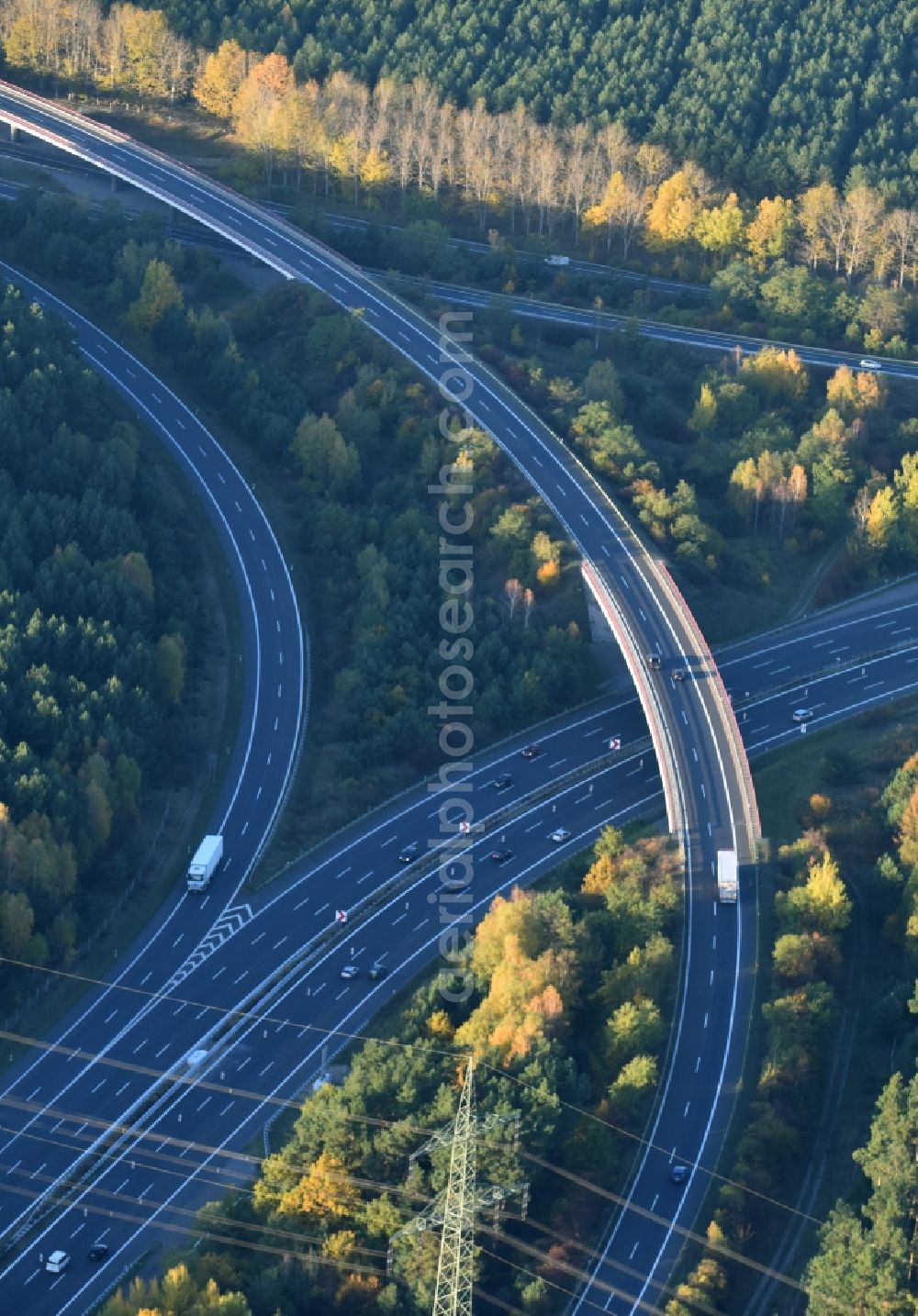 Aerial photograph Klaistow - Highway triangle the federal motorway A 10 A9 Dreieck Potsdam in Klaistow in the state Brandenburg