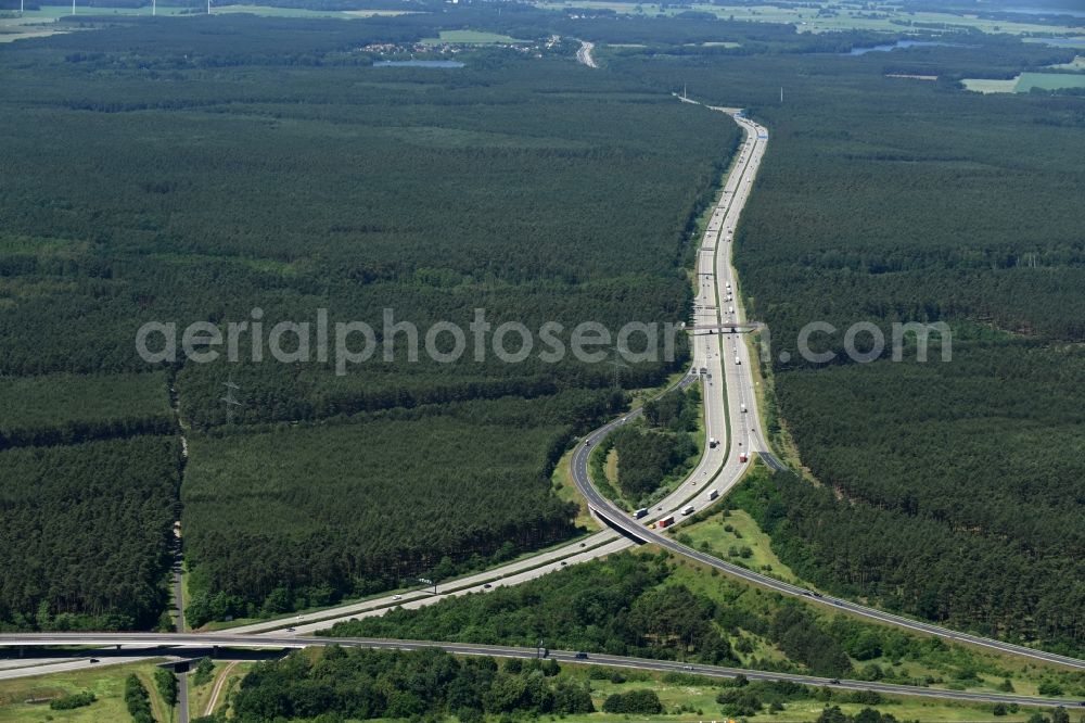 Aerial image Göhlsdorf - Highway triangle the federal motorway A 2 - A10 Dreieck Werder in Goehlsdorf in the state Brandenburg