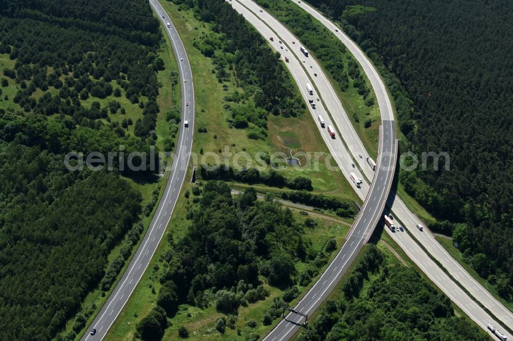 Aerial image Göhlsdorf - Highway triangle the federal motorway A 2 - A10 Dreieck Werder in Goehlsdorf in the state Brandenburg