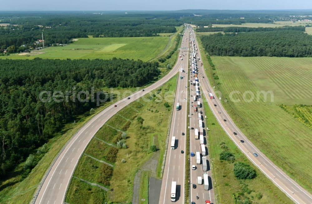 Michendorf from the bird's eye view: Highway triangle the federal motorway A 115 - A10 Nuthetal in Michendorf in the state Brandenburg, Germany