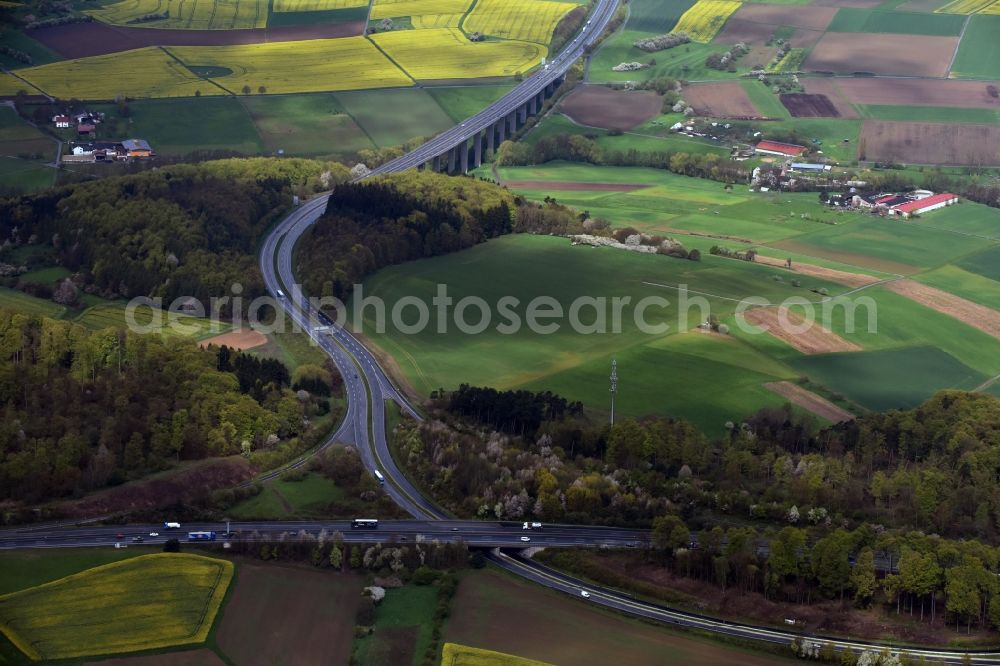 Reiskirchen from above - Highway triangle the federal motorway A 5 - A480 Reiskirchener Dreieck in Reiskirchen in the state Hesse