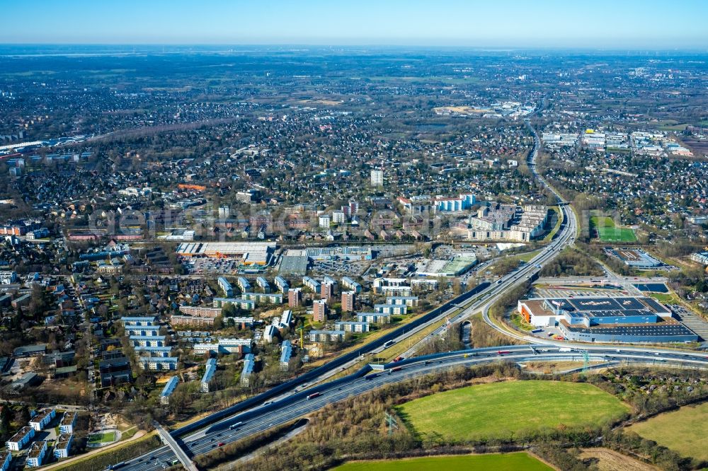 Aerial image Hamburg - Motorway triangle lanes of the BAB A 23 and the A7 in Hamburg, Germany