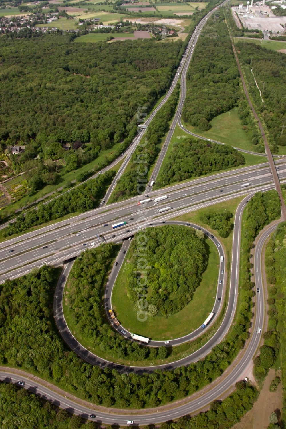 Aerial image Bottrop - View of the interchange Bottrop in the state North Rhine-Westphalia