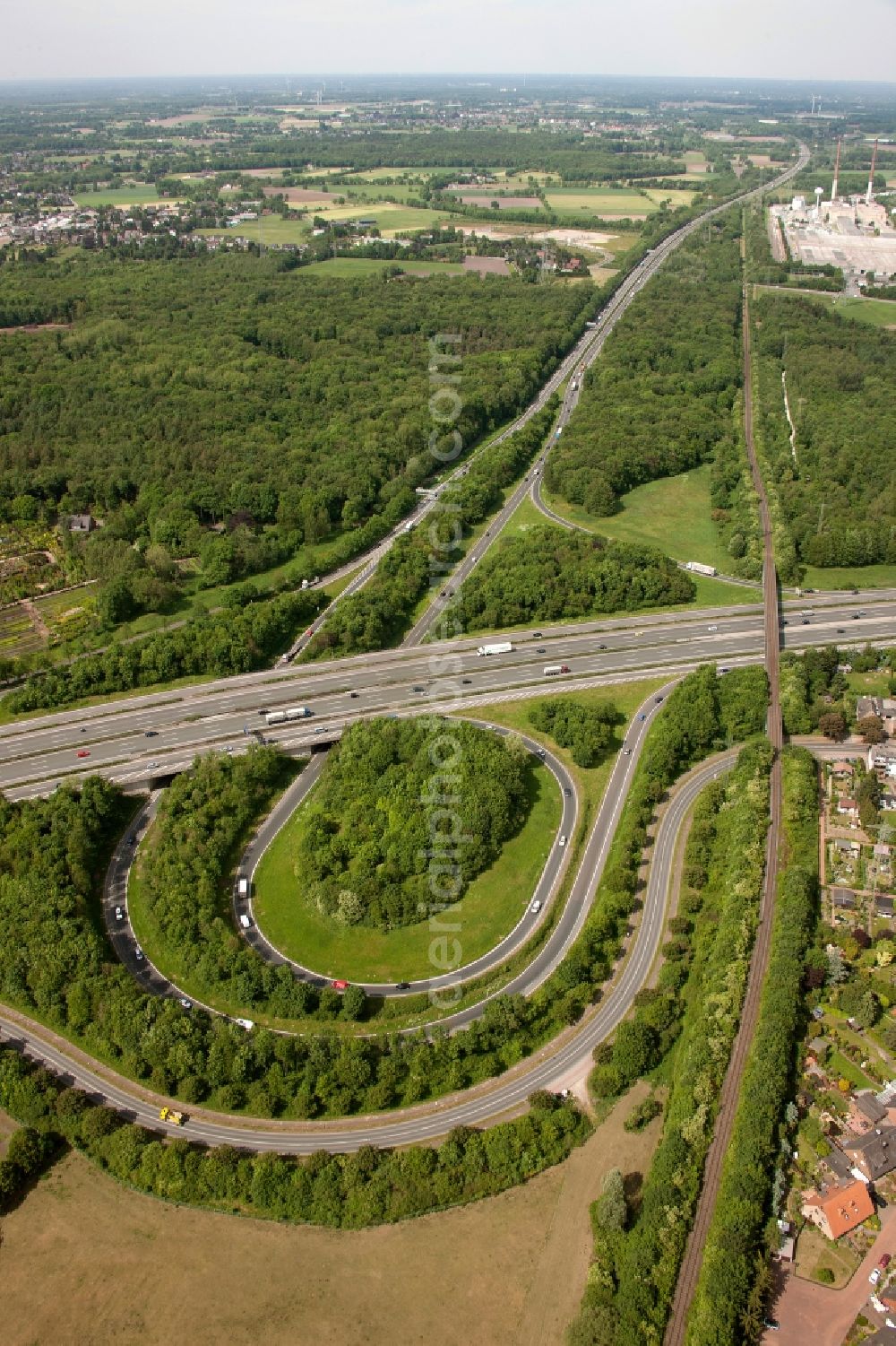 Bottrop from above - View of the interchange Bottrop in the state North Rhine-Westphalia