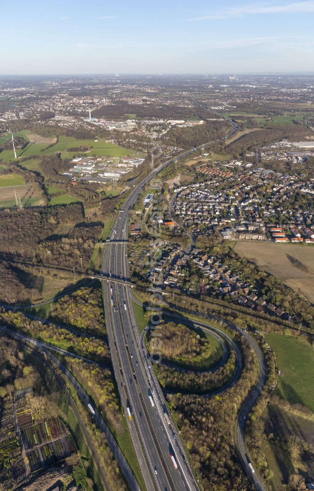 Aerial photograph Bottrop - View of the interchange Bottrop in the state North Rhine-Westphalia