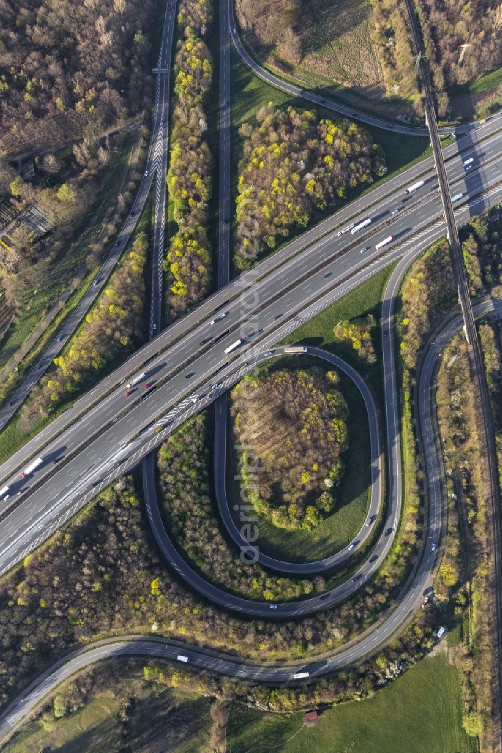 Bottrop from above - View of the interchange Bottrop in the state North Rhine-Westphalia