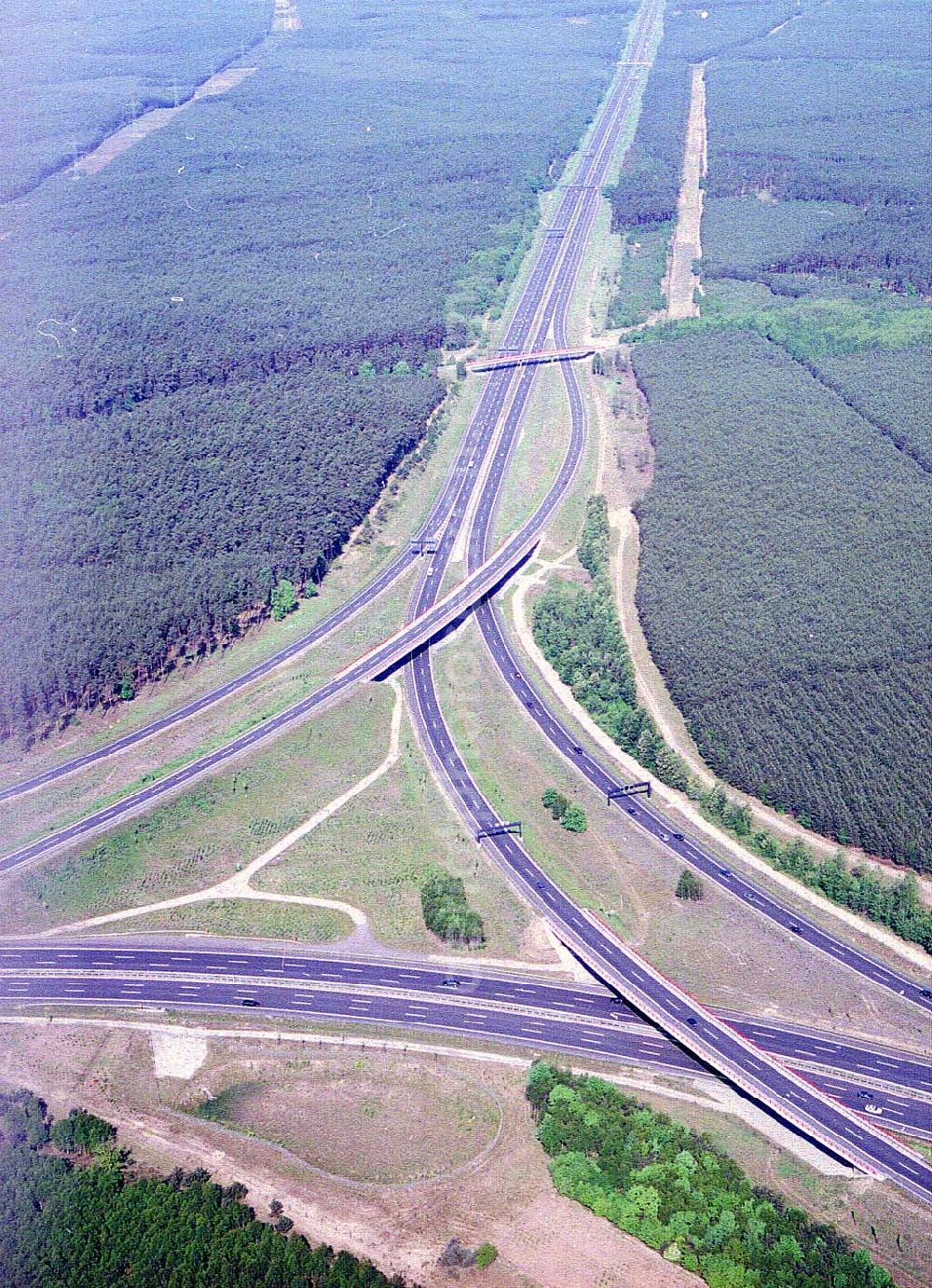 Michendorf from above - Autobahndreieck Michendorf bei Potsdam.