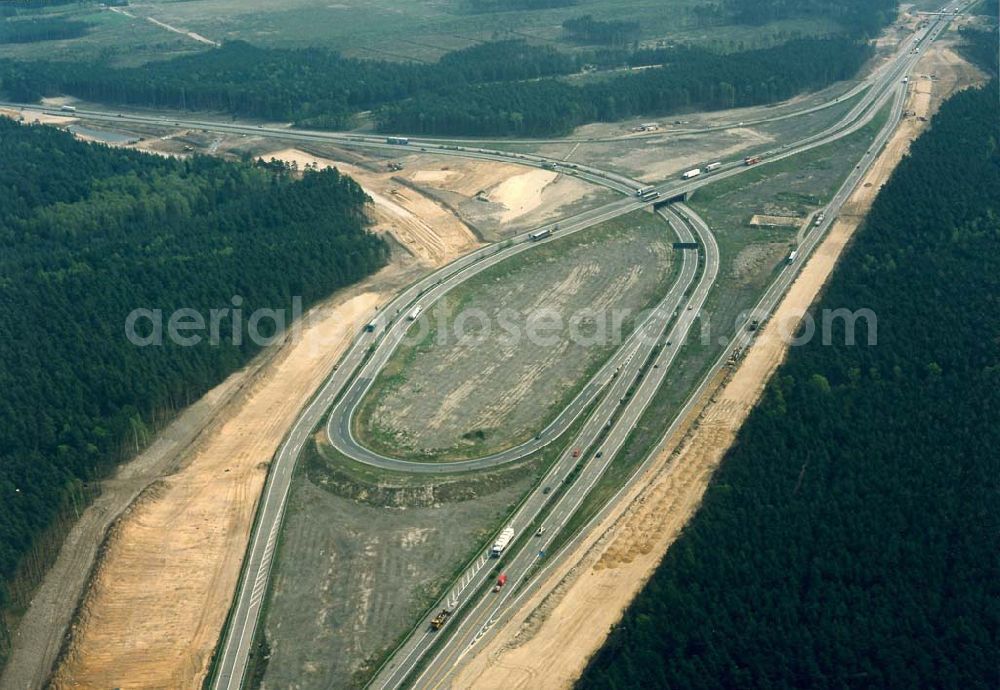 Aerial photograph Brandenburg - Autobahndreieck Spreeau am südöstlichen Berliner Ring während des Umbau durch die Fa. SGE-VBU.