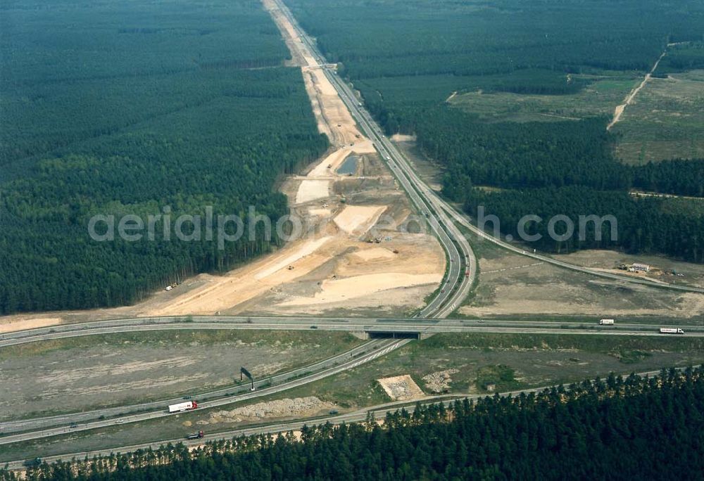 Brandenburg from above - Autobahndreieck Spreeau am südöstlichen Berliner Ring während des Umbau durch die Fa. SGE-VBU.