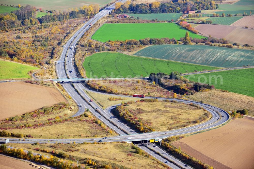 Aerial image Vienenburg - Overlooking the motorway junction Vienenburg in Lower Saxony