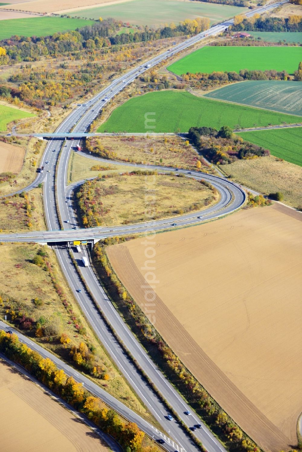 Vienenburg from above - Overlooking the motorway junction Vienenburg in Lower Saxony