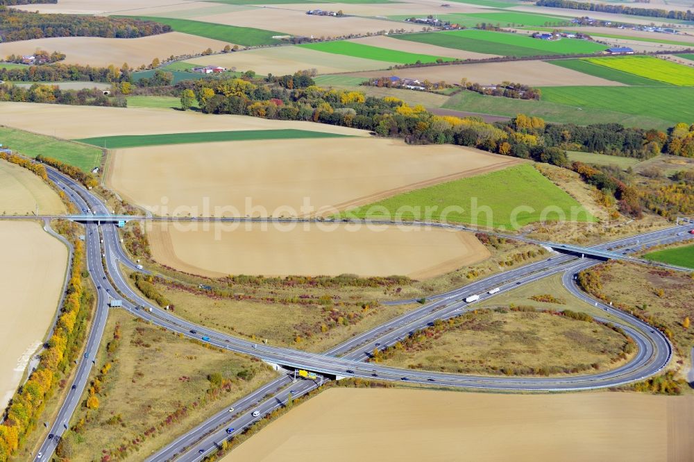 Aerial image Vienenburg - Overlooking the motorway junction Vienenburg in Lower Saxony