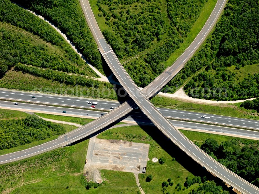 Aerial image Würzburg - Kist - Junction Würzburg-West of Federal Highway A3 motorway near Würzburg - Kist in Bavaria