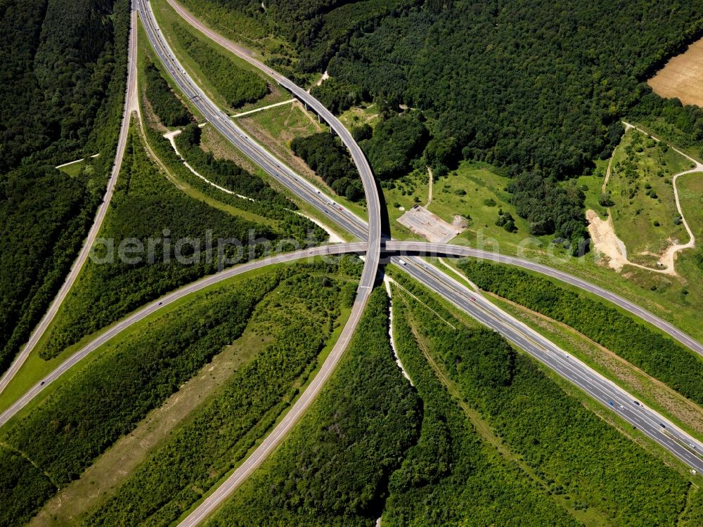 Würzburg - Kist from above - Junction Würzburg-West of Federal Highway A3 motorway near Würzburg - Kist in Bavaria