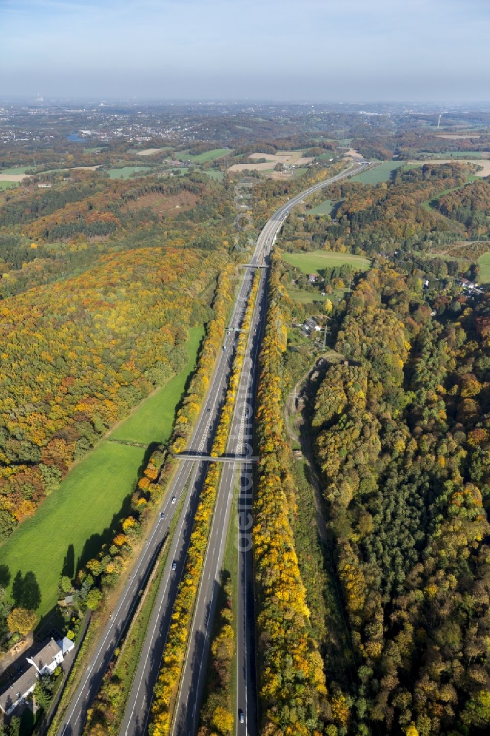 Velbert from above - Motorway at junction leadership Velbert North on the motorway BAB A44 and A535 in Velbert, North Rhine-Westphalia