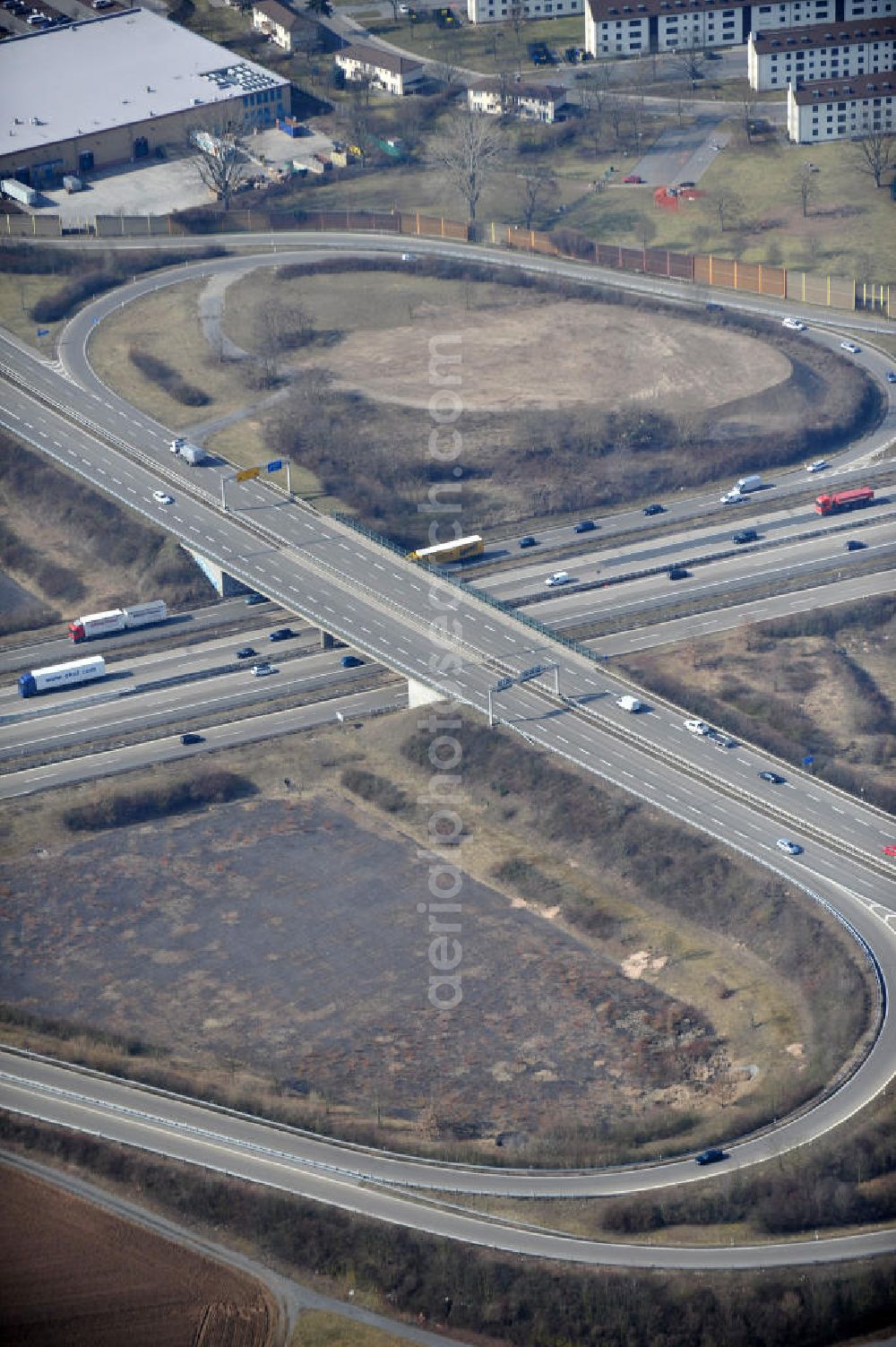 Aerial image Heidelberg - HEIDELBERG 03/09/2012 overlooking the junction junction (AS) in Heidelberg / Schwetzingen (A5 - 38) at Patrick Henry Village residential area