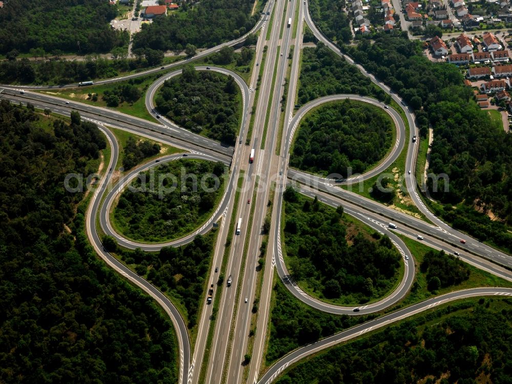 Aerial image Speyer - View the motorway A61 junction in Speyer in Rhineland-Palatinate