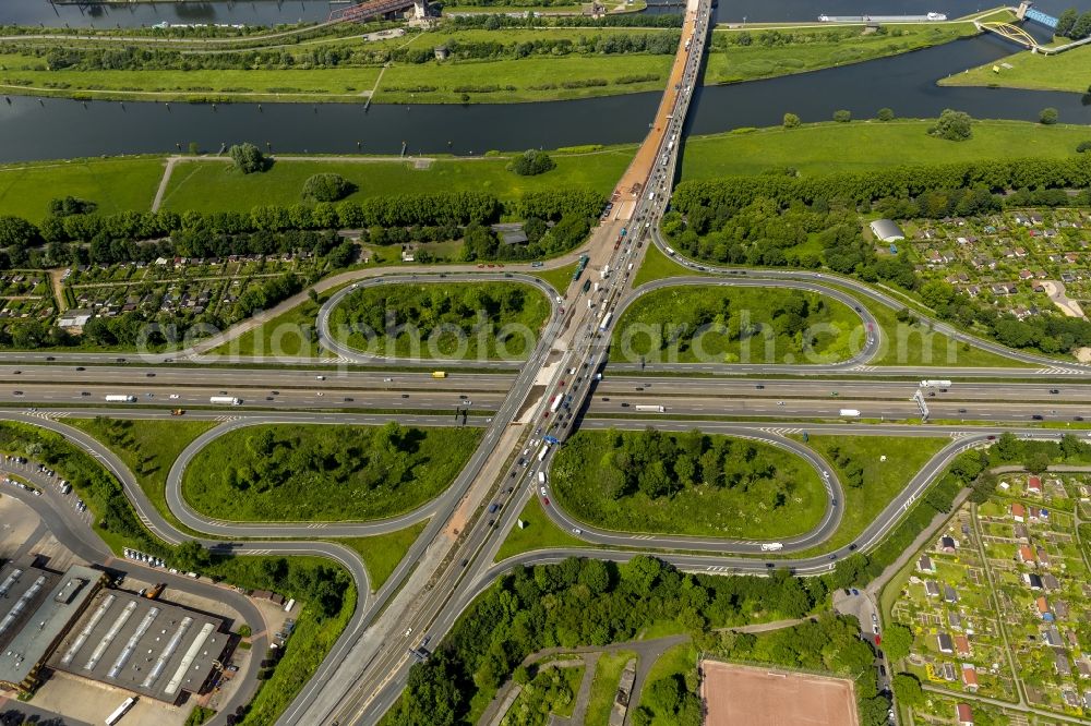 Duisburg from above - Interchange the motorway BAB A40 and A59 - E34 in Duisburg in the Ruhr area in North Rhine-Westphalia