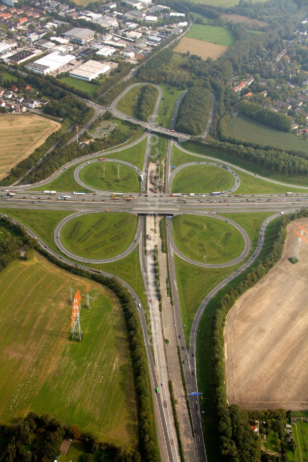 Aerial image Dortmund - View of the interchange Castrop-Rauxel-Ost in Dortmund in the state North Rhine-Westphalia