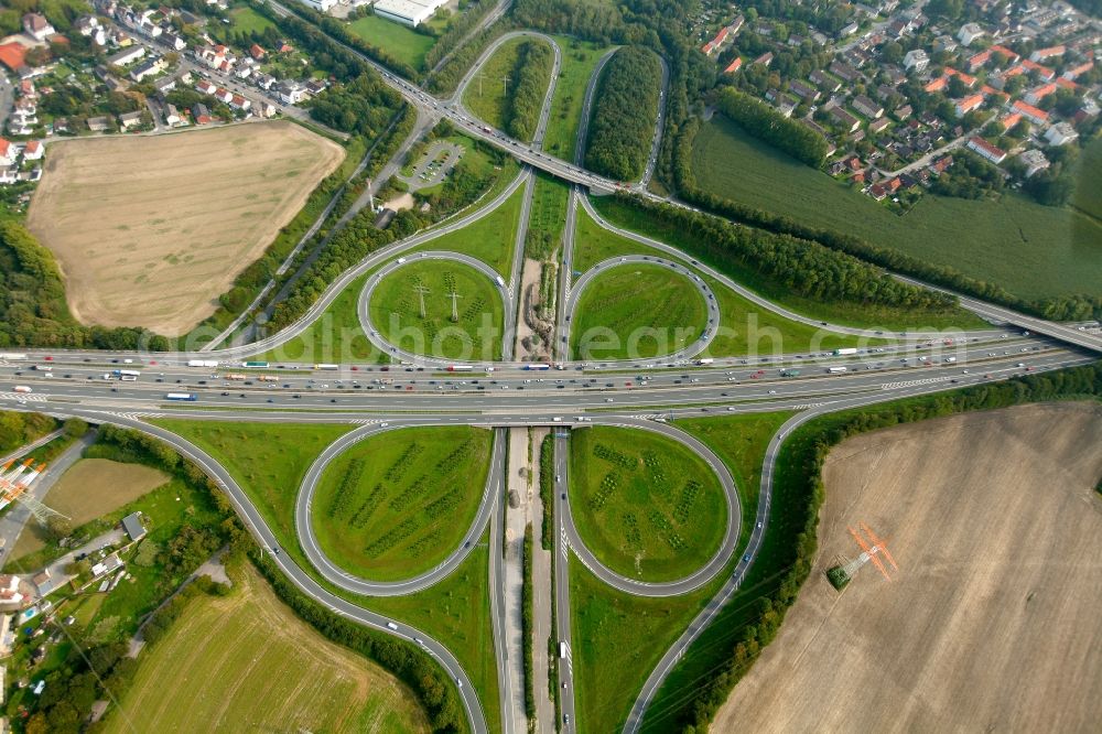 Aerial photograph Dortmund - View of the interchange Castrop-Rauxel-Ost in Dortmund in the state North Rhine-Westphalia