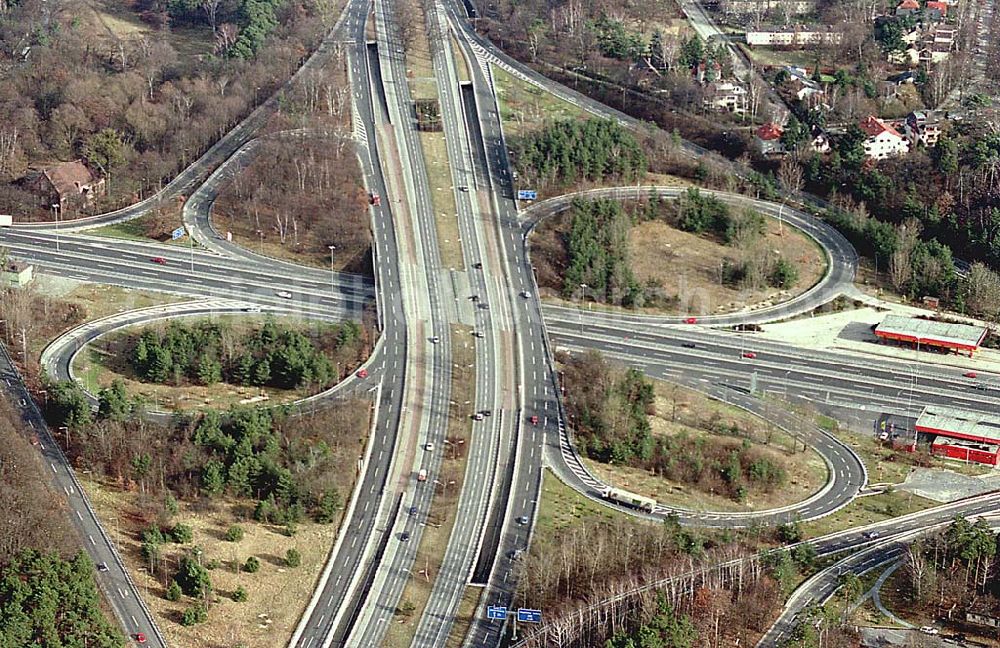 Berlin / Wilmersdorf from above - 13.02.1995 Autobahnkreuz Dreilinden AVUS